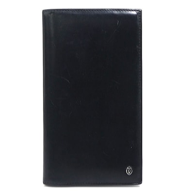 カルティエ CARTIER 手帳カバー レザー ブラック シルバー メンズ【中古】 e61781