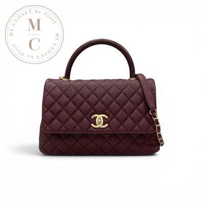 シャネル CHANEL ココハンドル29 バッグ ショルダーバッグ ボルドー ゴールド マトラッセ ココマーク ターンロック