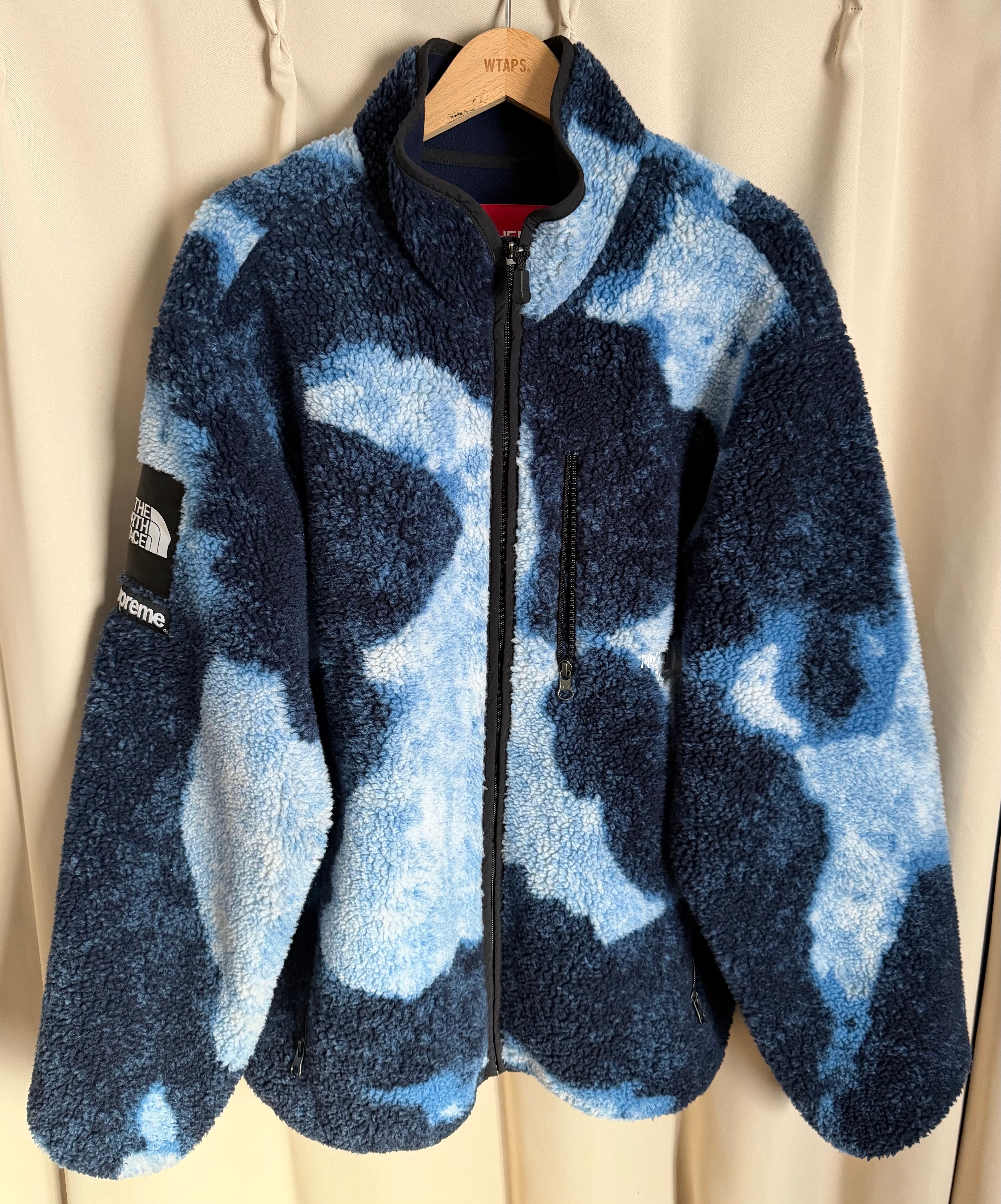Supreme x The North Face Bleached Denim Print Fleece Jacket "Indigo"
