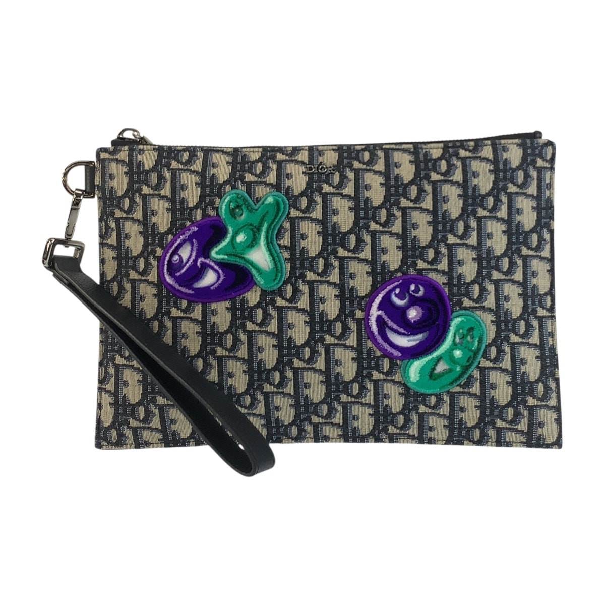 Dior ディオール オブリーク ケニーシャーフ ネイビー キャンバス レザー/ クラッチバッグ セカンドバッグ 506724 【中古】