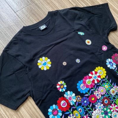 Takashi Murakami Mononoke Kyoto Short-Sleeved T-Shirt Golden Sky Summer Flower Garden "Black"