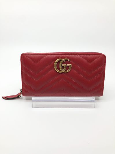 GUCCI GG Marmont Zip Around Wallet ”Red”