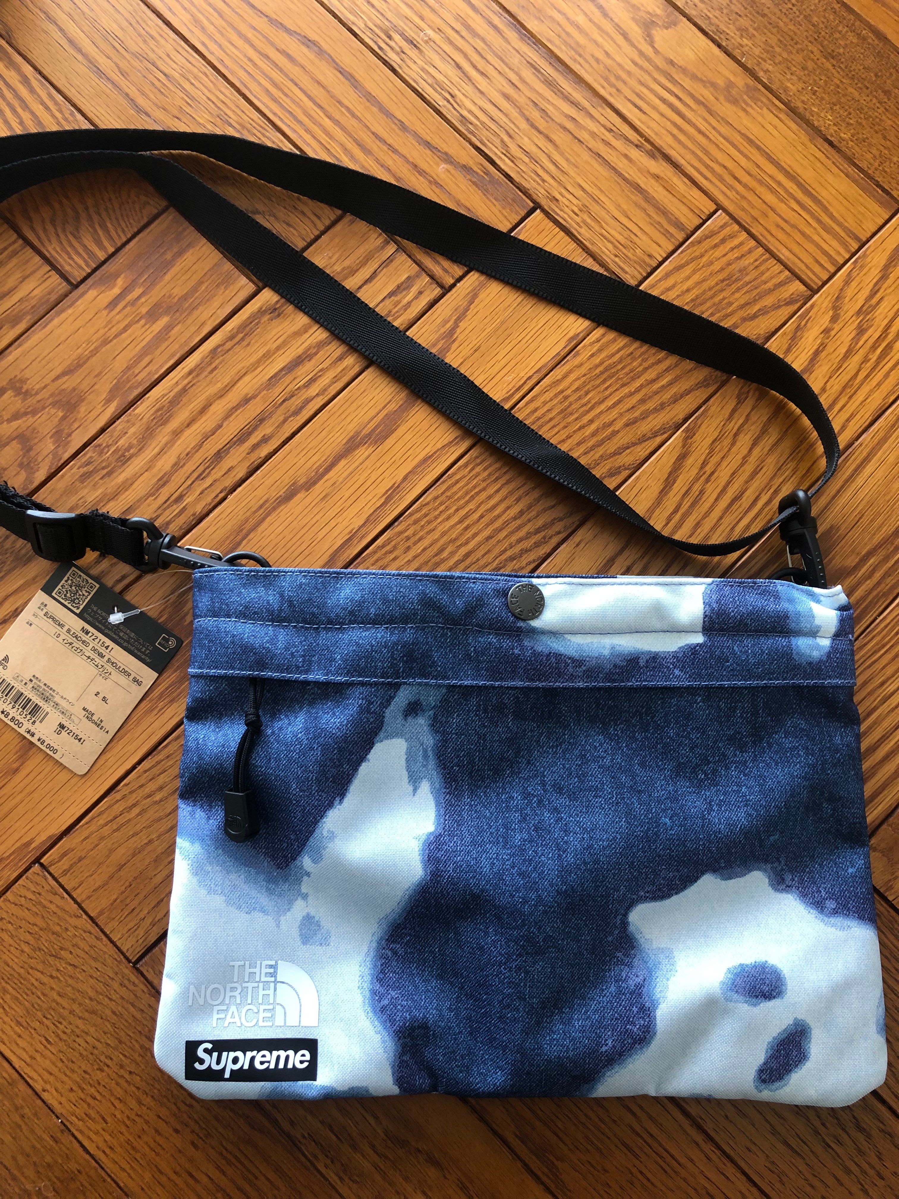Supreme x The North Face Bleached Denim Print Shoulder Bag "Indigo"