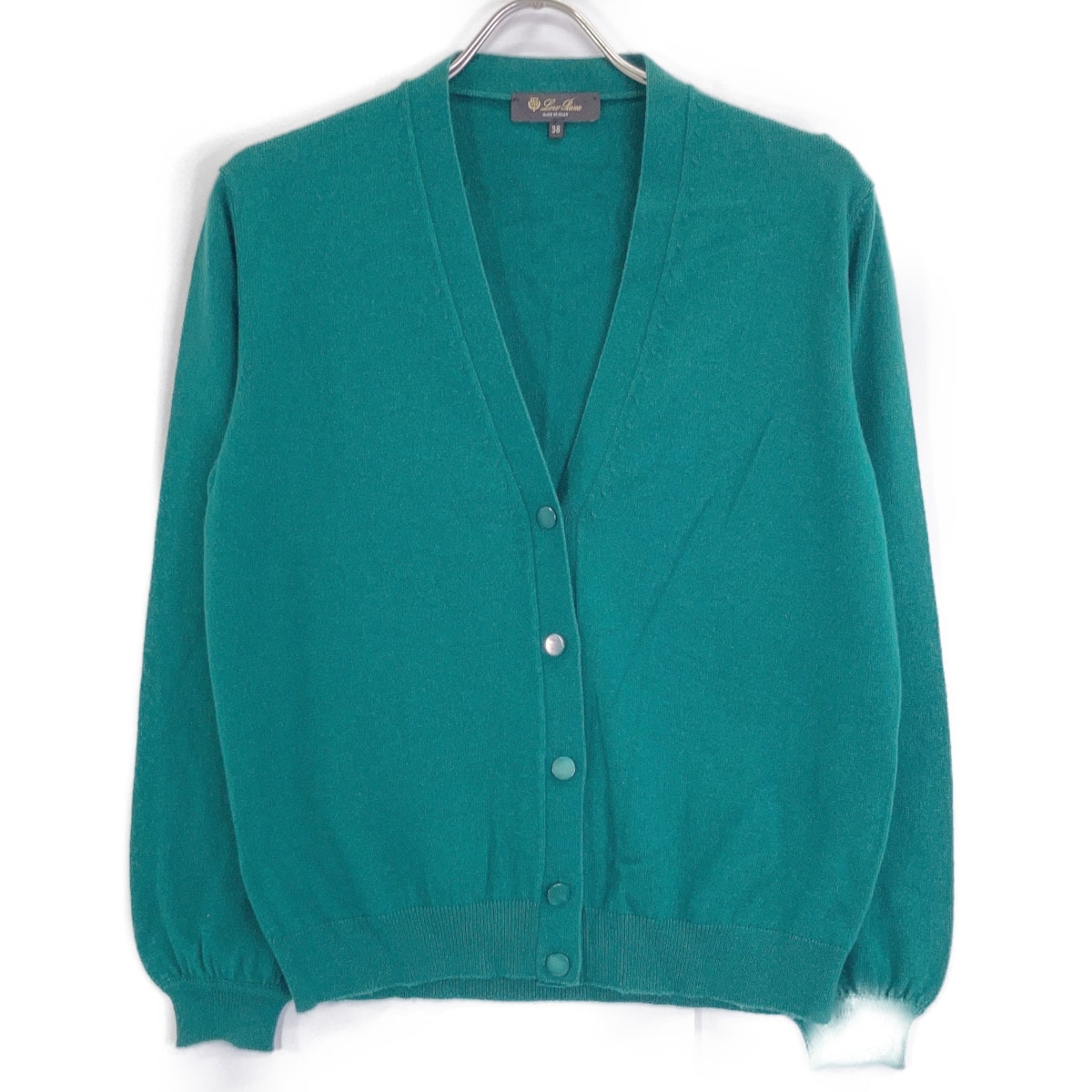 ロロピアーナ FAN3972 グリーン カシミヤ×シルク カーディガン 38