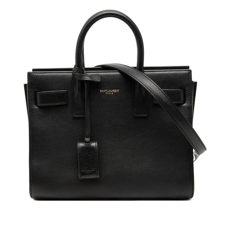 サンローラン サックドジュール ナノ ハンドバッグ ショルダーバッグ 2WAY 340778 ブラック レザー レディース SAINT LAURENT 【中古】