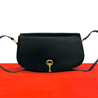 GUCCI グッチ ホースビット 金具 レザー ショルダーバッグ ブラック
829-3