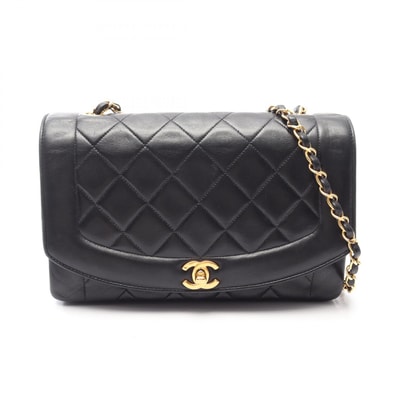 シャネル CHANEL マトラッセ ダイアナフラップ ショルダーバッグ バッグ ラムスキン(羊革) レディース ブラック系 A01165 【中古】