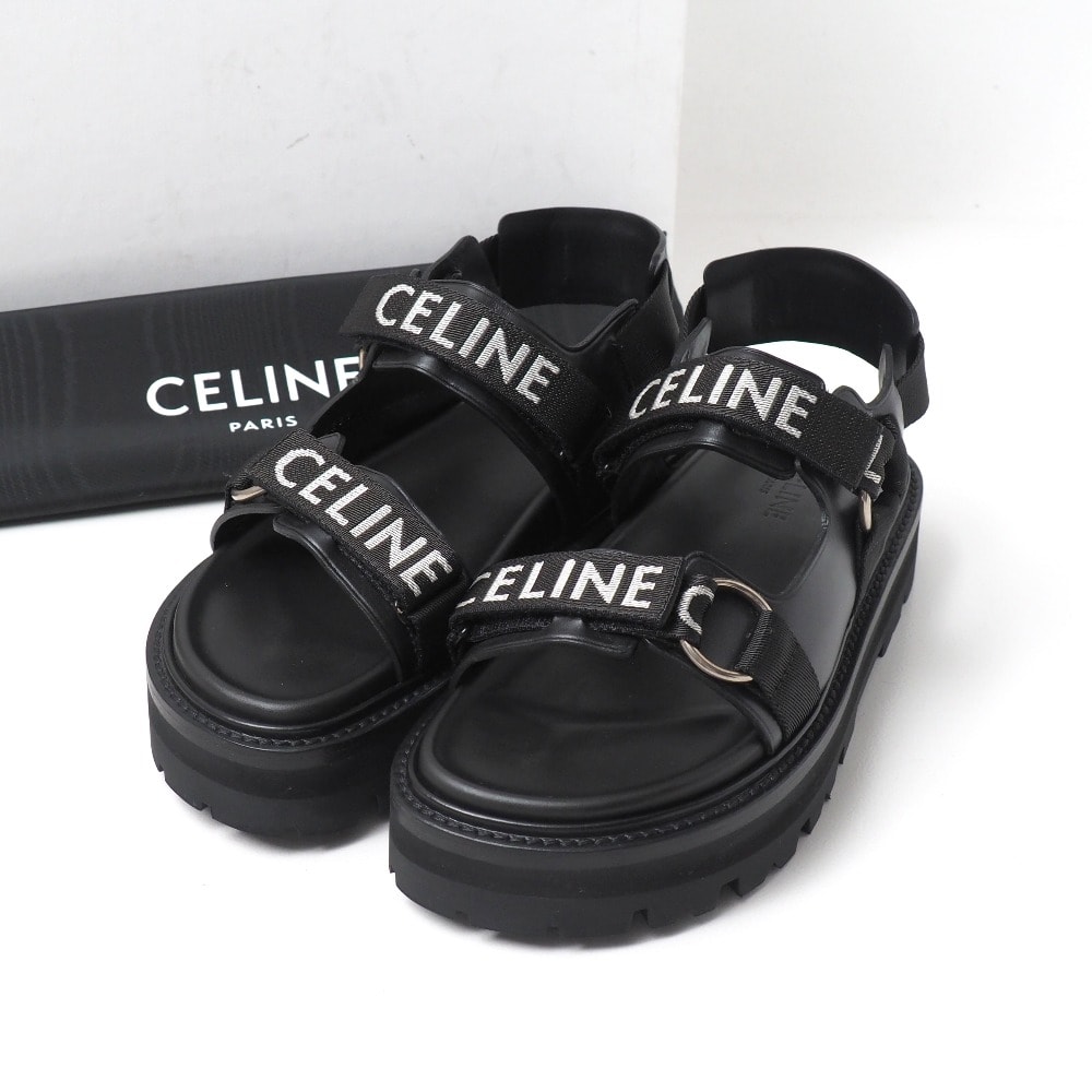 ■美品■2022SS■CELINE セリーヌ OUTDOOR BULKY SANDAL 45 サンダル サイズ40 ストラップ 厚底 ブランド古着【中古】20260903/RB0129