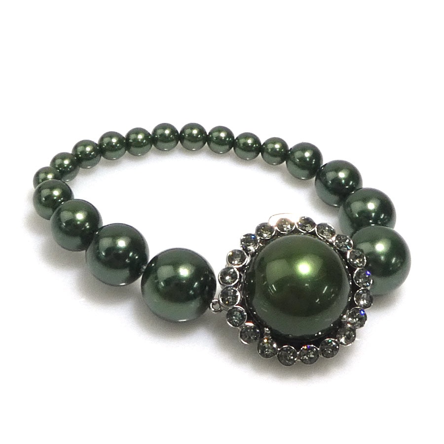 ミュウミュウ MIUMIU ブレスレット フェイクパール/メタル ダークグリーン/シルバー レディース【中古】 e61358i