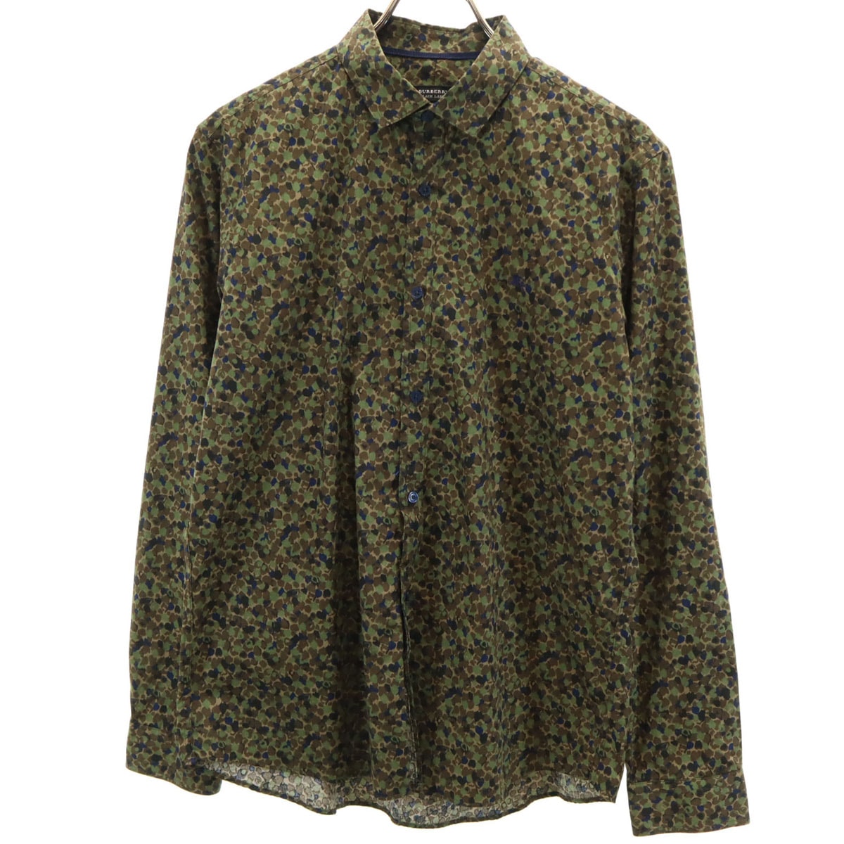 BURBERRY BLACK LABEL バーバリーブラックレーベル 総柄 長袖 コットンシャツ 3 カーキ 三陽商会