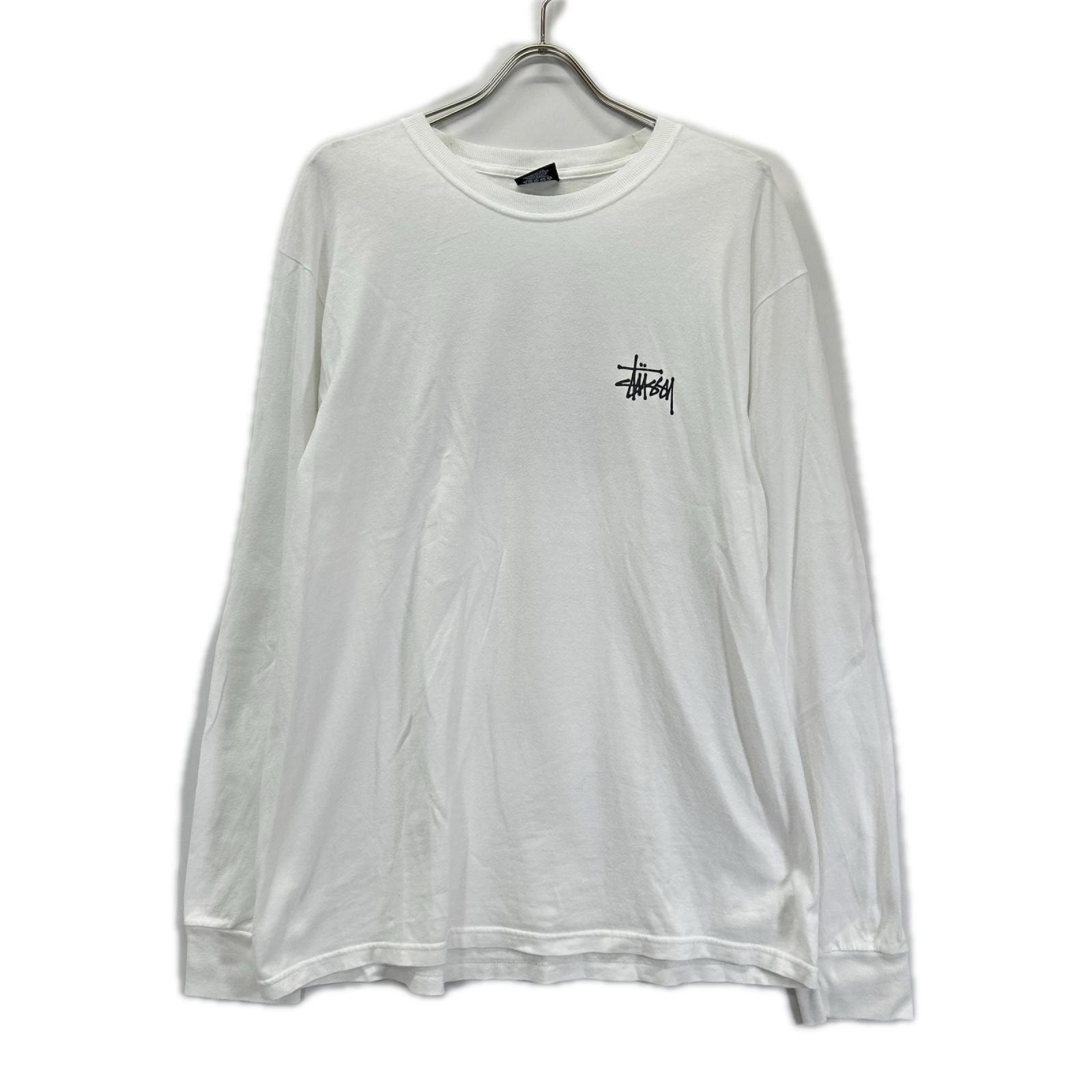 ステューシー ホワイト コットン 長袖 ロゴTシャツ L