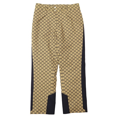 【未使用】GUCCI グッチ パンツ サイズ 50 メンズ GGスプリーム キャンバス パデット 中綿 ボトムス タグ付属 ベージュ ネイビー 紺 イタリア製