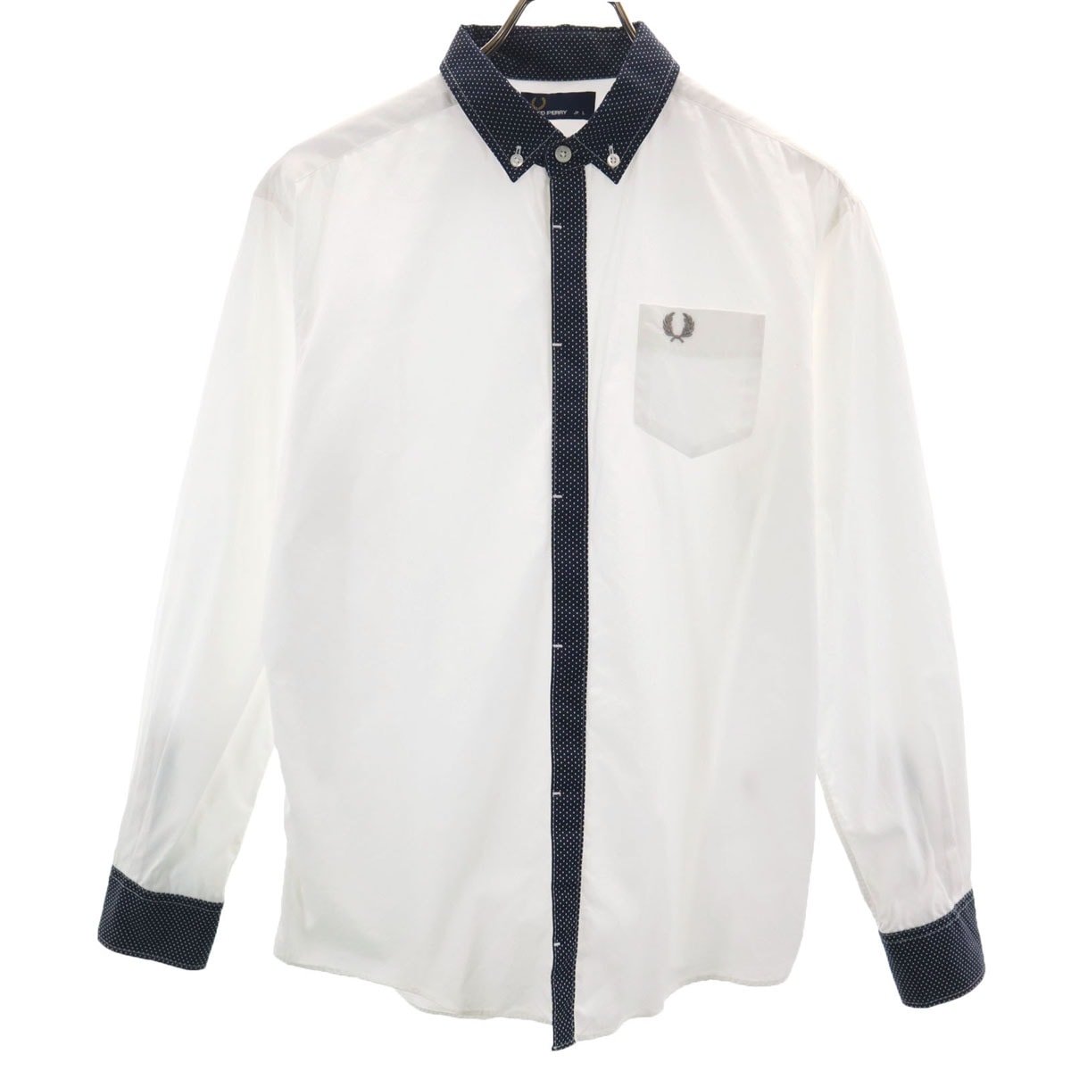 FRED PERRY フレッドペリー 長袖 ボタンダウンシャツ L ホワイト系