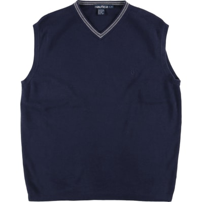 古着 90年代 ノーティカ NAUTICA リブ編み Vネック コットンニットベスト メンズL相当 ヴィンテージ/eaa592045