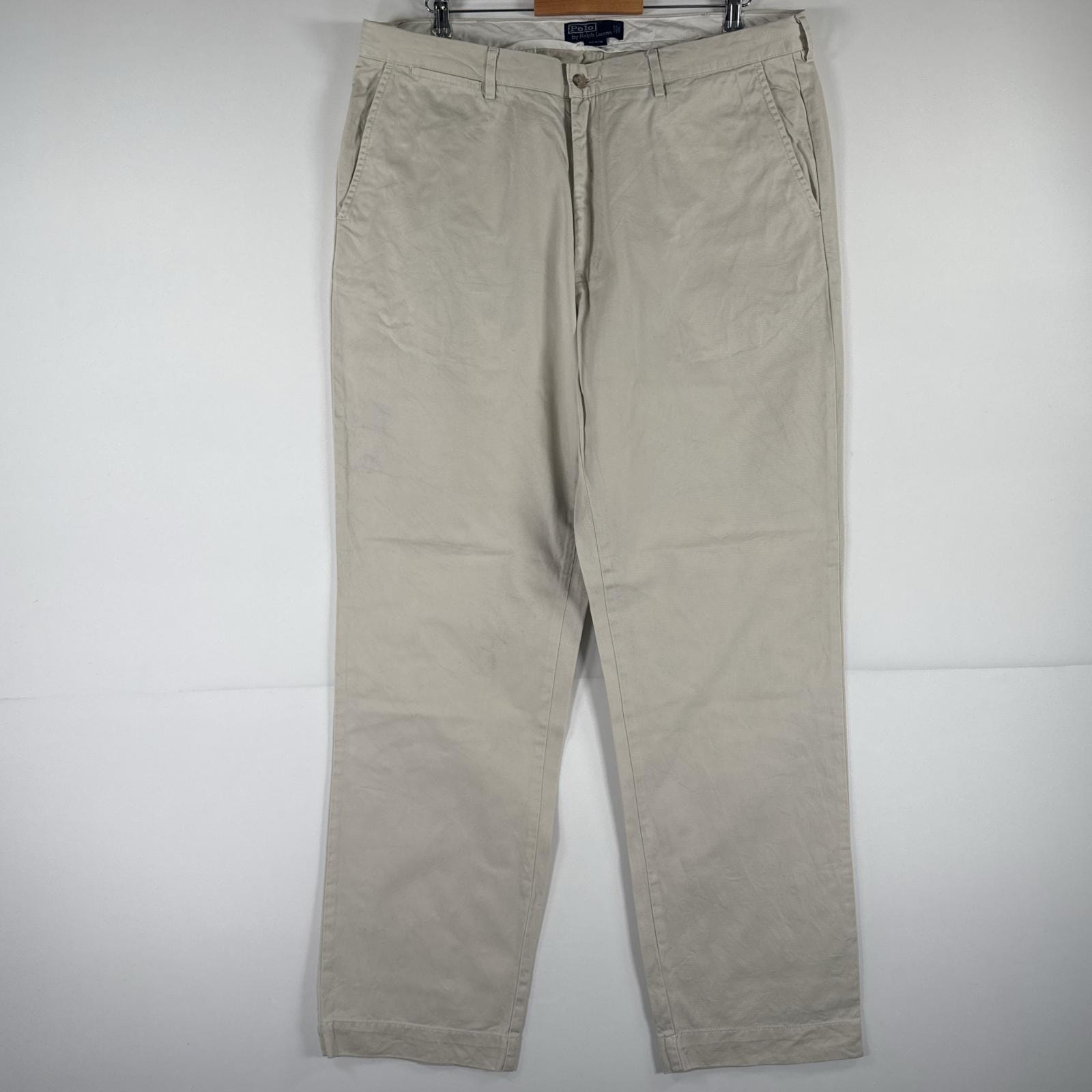 古着 ポロバイラルフローレン Polo by Ralph Lauren チノパンツ チノパン ワンポイント スラックス 大きいサイズ ポロチノ w38 L34  ベージュ メンズ