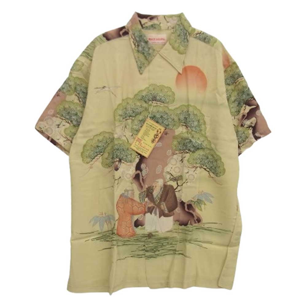 SUN SURF サンサーフ 半袖シャツ SS39231 SP スペシャル FLOWER BLOOMING FOLKTALE K・イソシマ商店実名復刻 ハレ アロハ 高砂 ハワイアン シャツ ペールイエロー系 XL【新古品】【未使用】【中古】