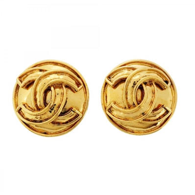 【6jcb0869-k】シャネル イヤリング ヴィンテージ ココマーク 丸型 サークル GPメッキ ゴールド【中古】レディース