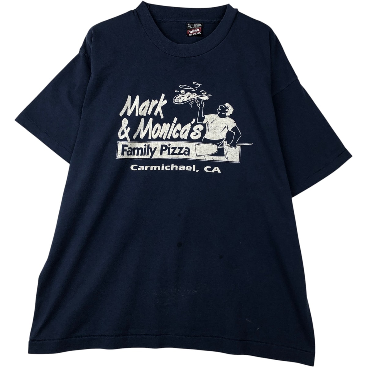 古着 フルーツオブザルーム FRUIT OF THE LOOM Mark&Monica's Family Pizza アドバタイジングTシャツ メンズXL相当 ヴィンテージ/eaa638617