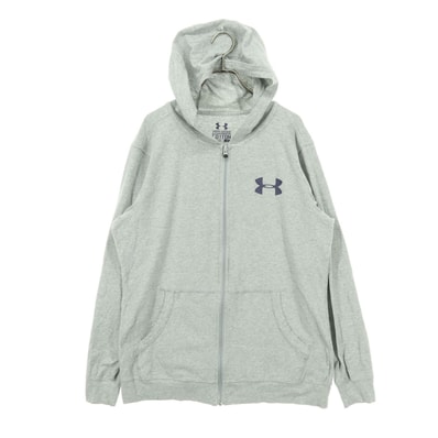 UNDER ARMOUR アンダーアーマー ロゴワッペン 長袖 薄手 フルジップ パーカー L ライトグレー