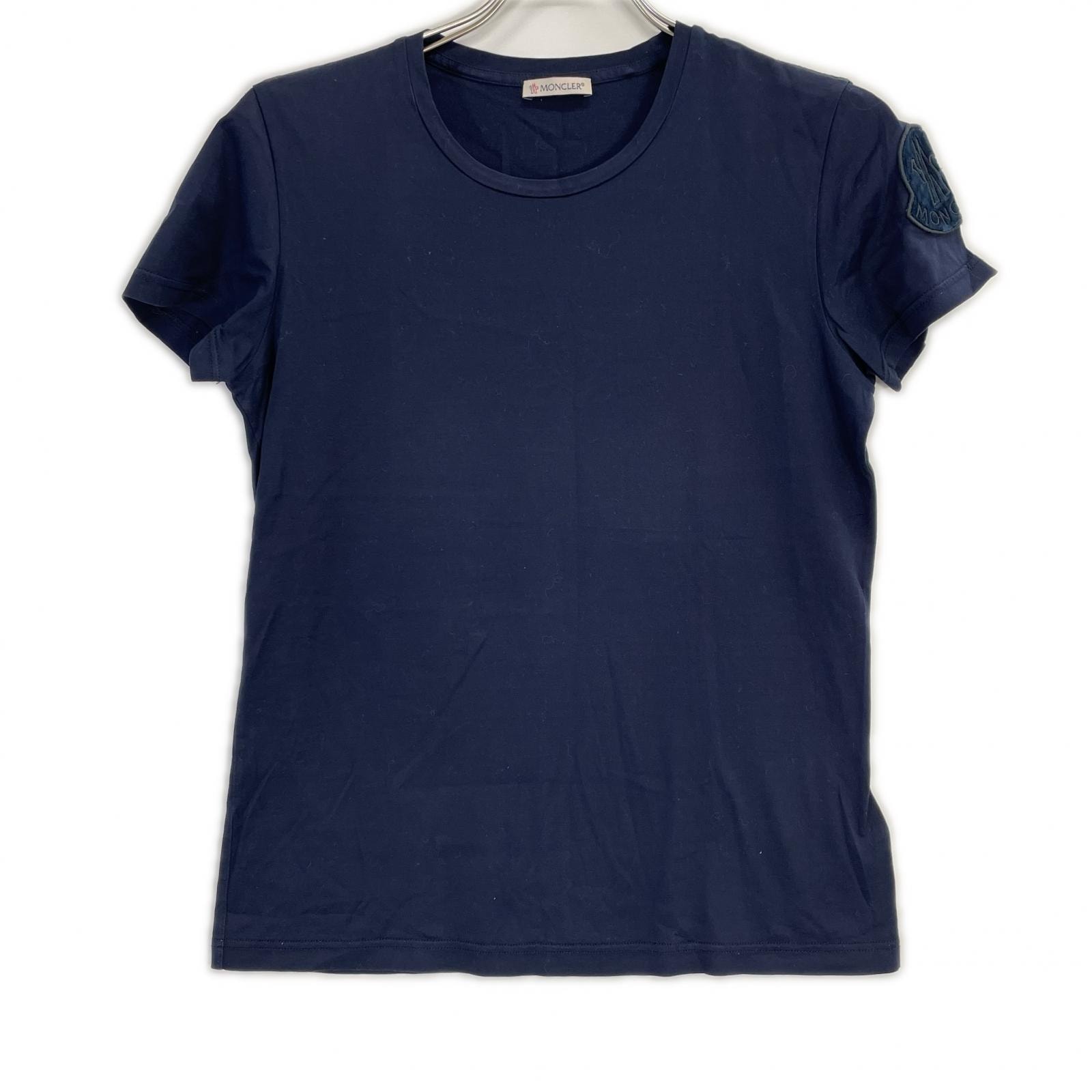 モンクレール 18年 ネイビー T-SHIRT GIROCOLLO ベロアワンペン Tシャツ S
