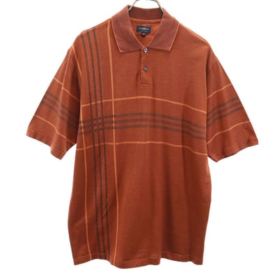 BURBERRY GOLF バーバリーゴルフ イタリア製 半袖 ポロシャツ M ブラウン 鹿の子