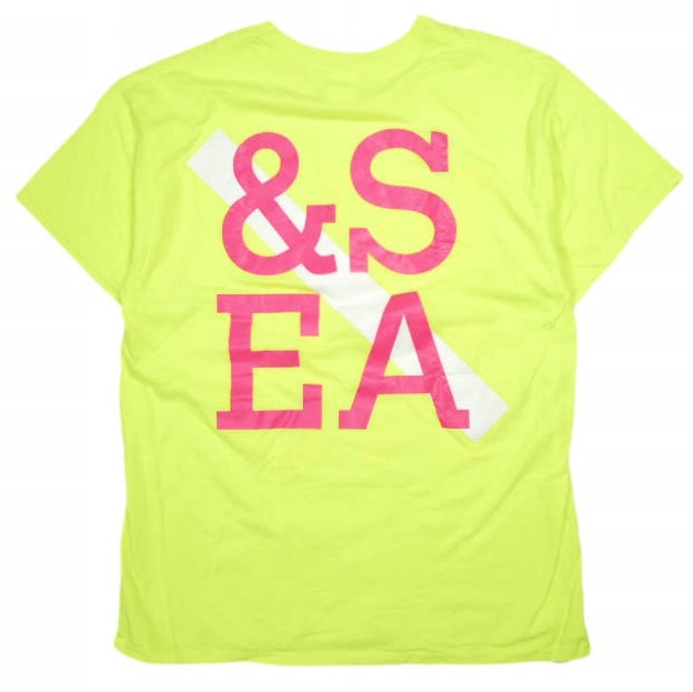 WIND AND SEA x SATURDAYS NYC ウィンダンシー サタデーズ ニューヨークシティ 別注 ロゴプリントTシャツ WDS-CS-58 L ライムイエロー 半袖 トップス g23886