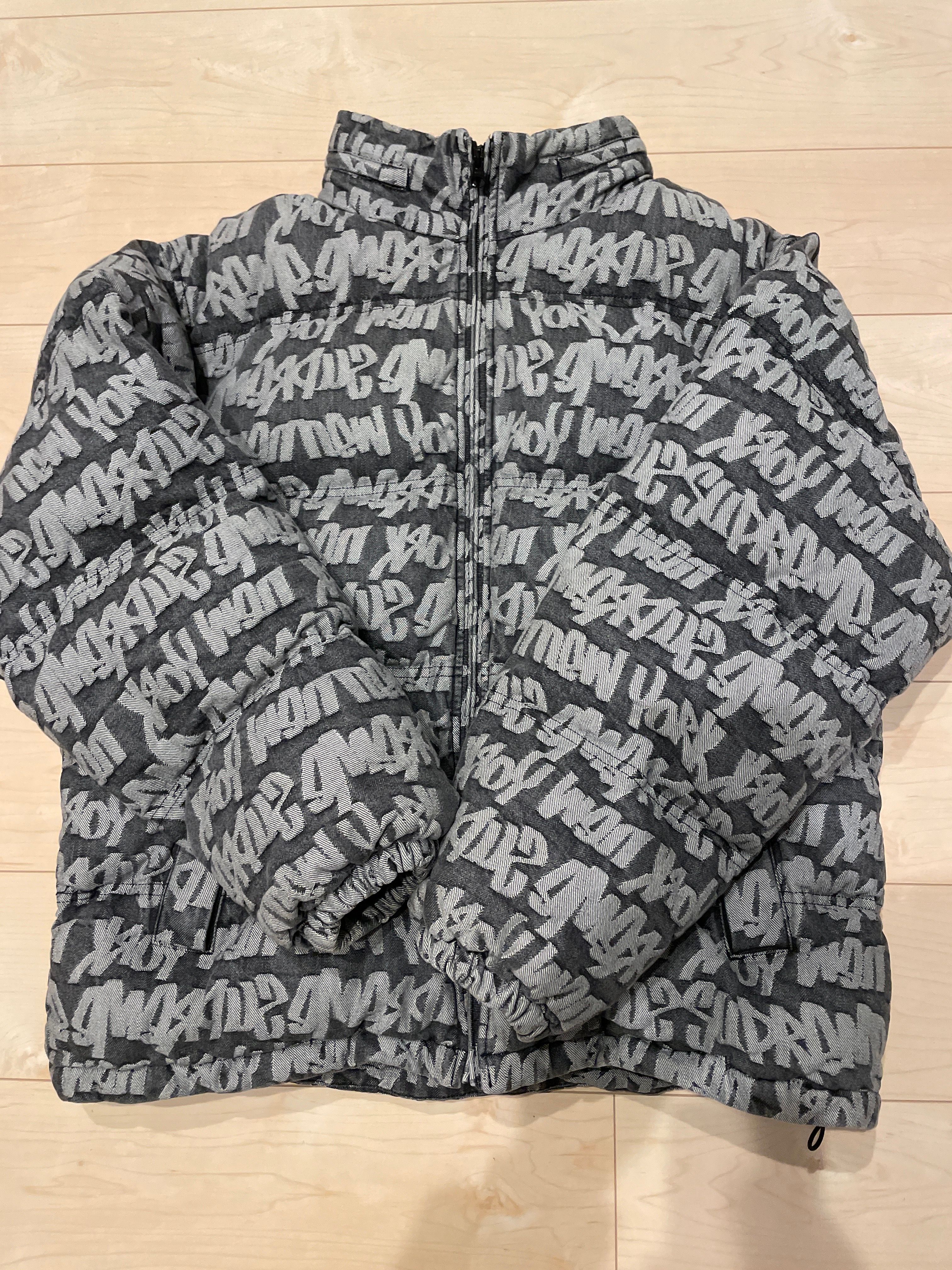 Supreme Fat Tip Jacquard Denim Puffer Jacket "Black"