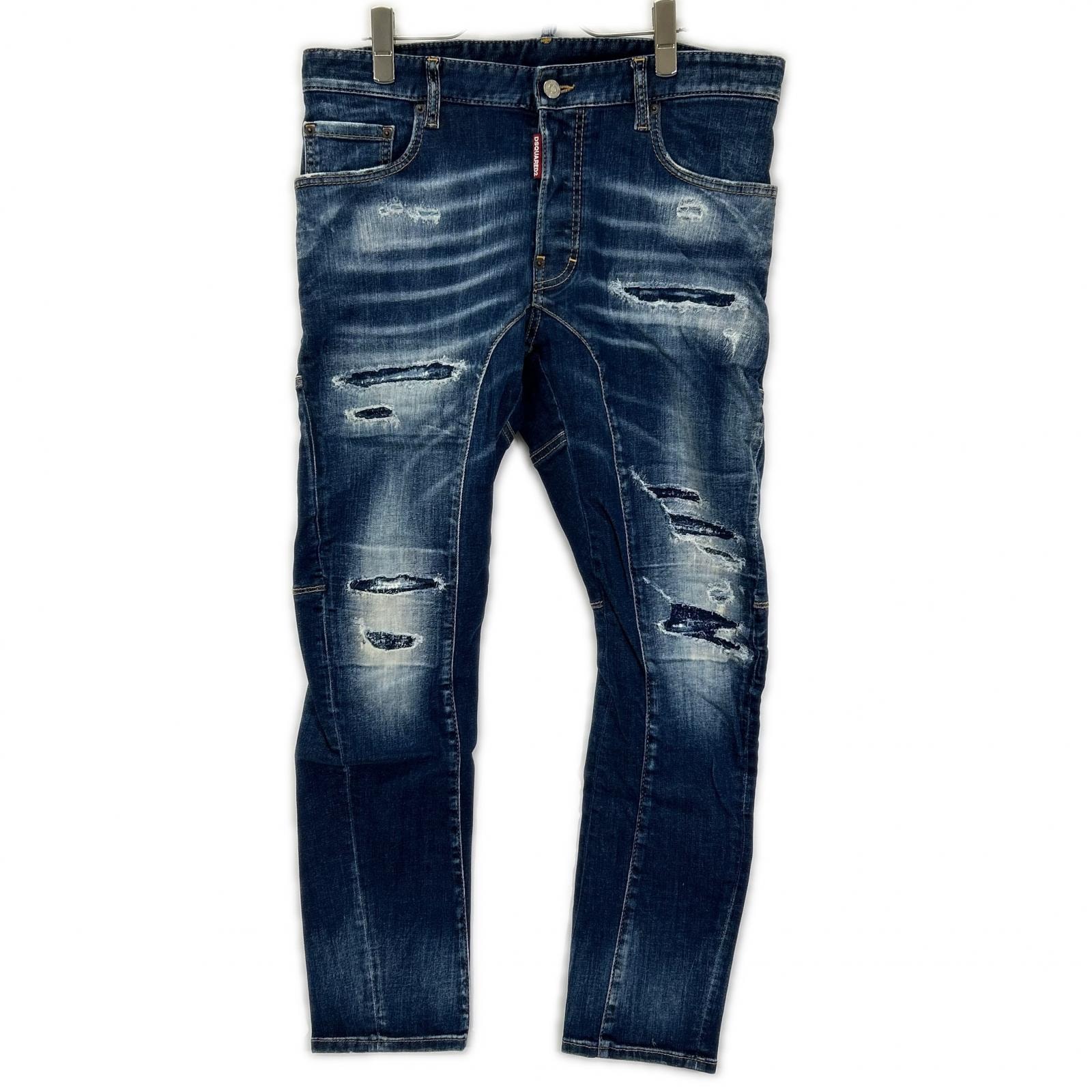 ディースクエアード S71LB1262 インディゴ コットン ダメージ加工 TIDY BIKER JEANS/タイディバイカー デニムパンツ 48