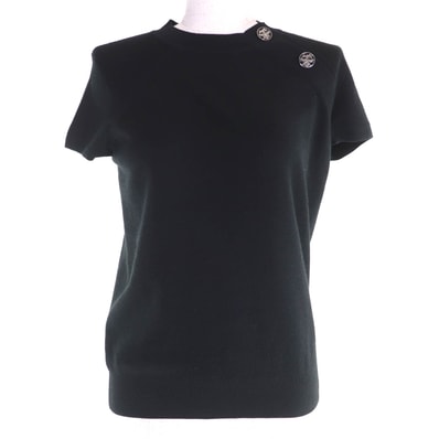 極美品 エルメス 半袖ニット ブラック レディース 36 4H2689DA