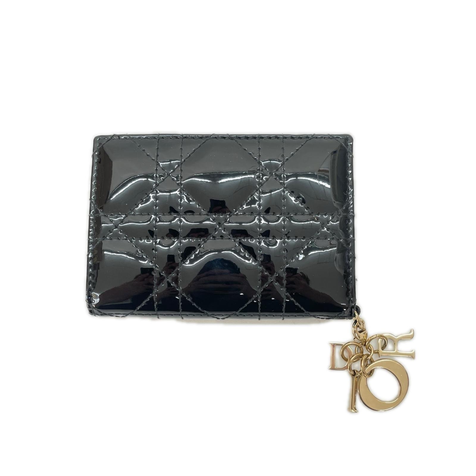 Christian Dior クリスチャンディオール レディース カードケース パテント カナージュ 25MA0178 ブラック