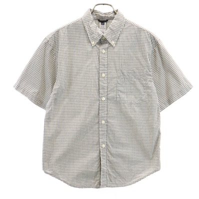 GAP ギャップ チェック柄 半袖 ボタンダウンシャツ XL ホワイト