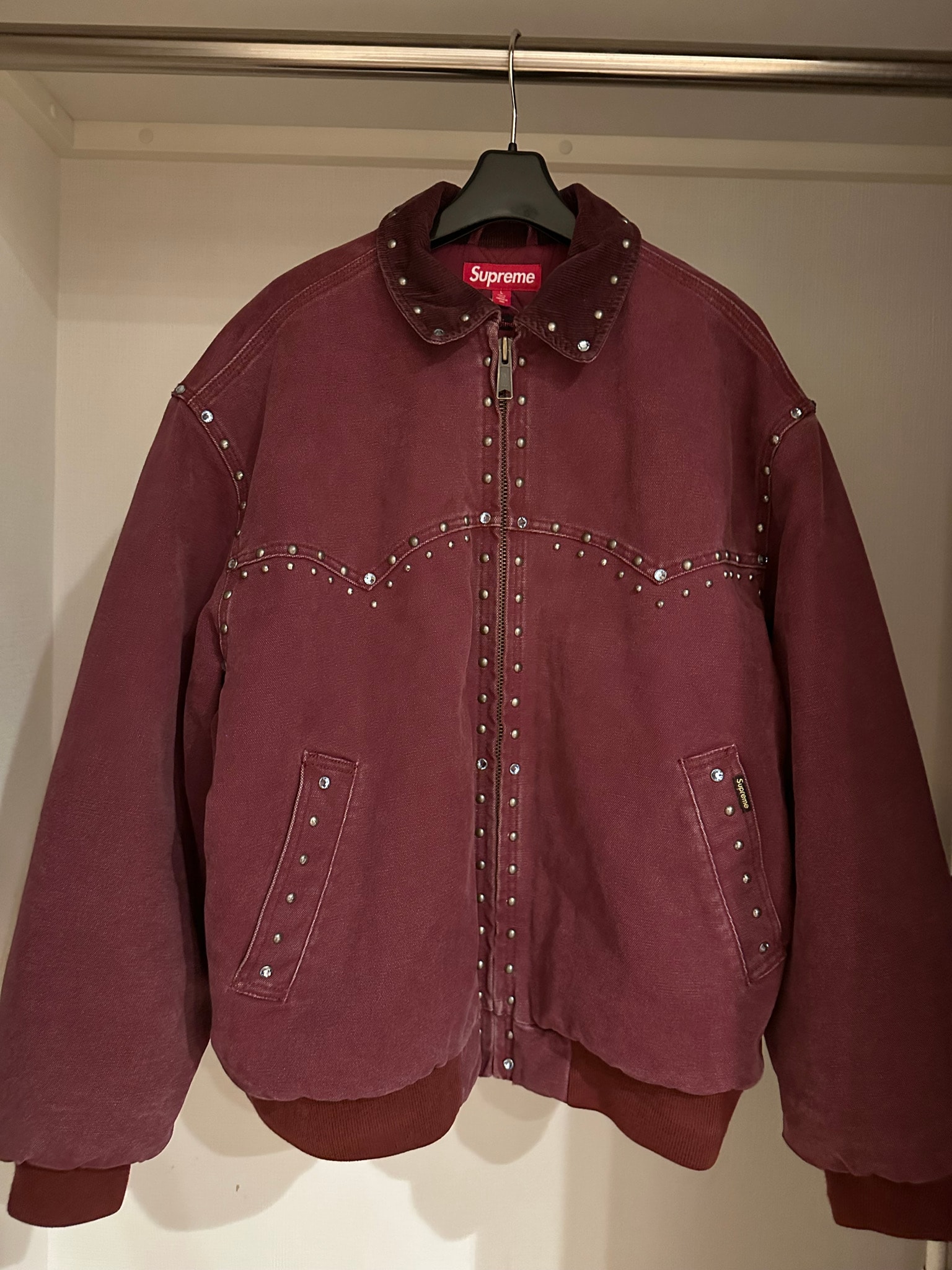 Supreme x B.B. Simon Studded Work Jacket "Burgundy"