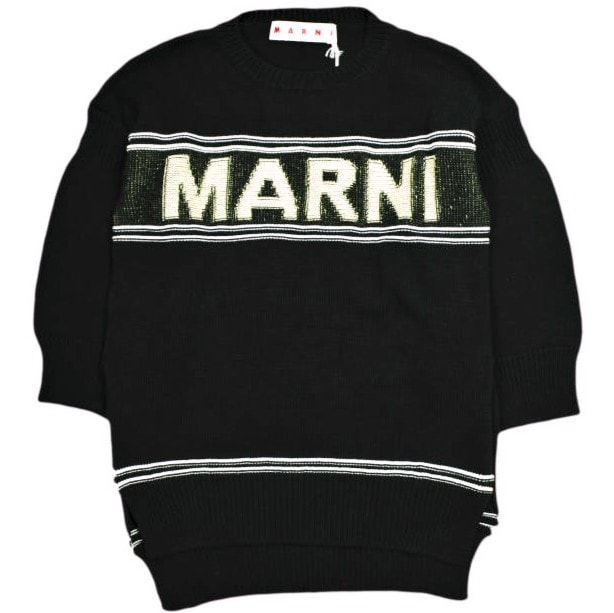 新品 MARNI マルニ 24SS マキシロゴ インターシャニット GCMD0397Q0 UFC400 38 BLACK(00N99) セーター 定価128,700円 トップス g24984