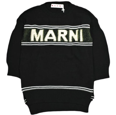 新品 MARNI マルニ 24SS マキシロゴ インターシャニット GCMD0397Q0 UFC400 38 BLACK(00N99) セーター 定価128,700円 トップス g24984