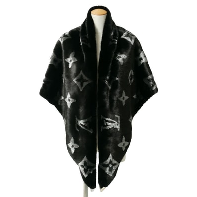 ■美品■LOUIS VUITTON ルイ・ヴィトン ショール M71131 モノグラム ミンク ファー ケープ 毛皮 イタリア製 ブランド古着【中古】20260429/RA8922