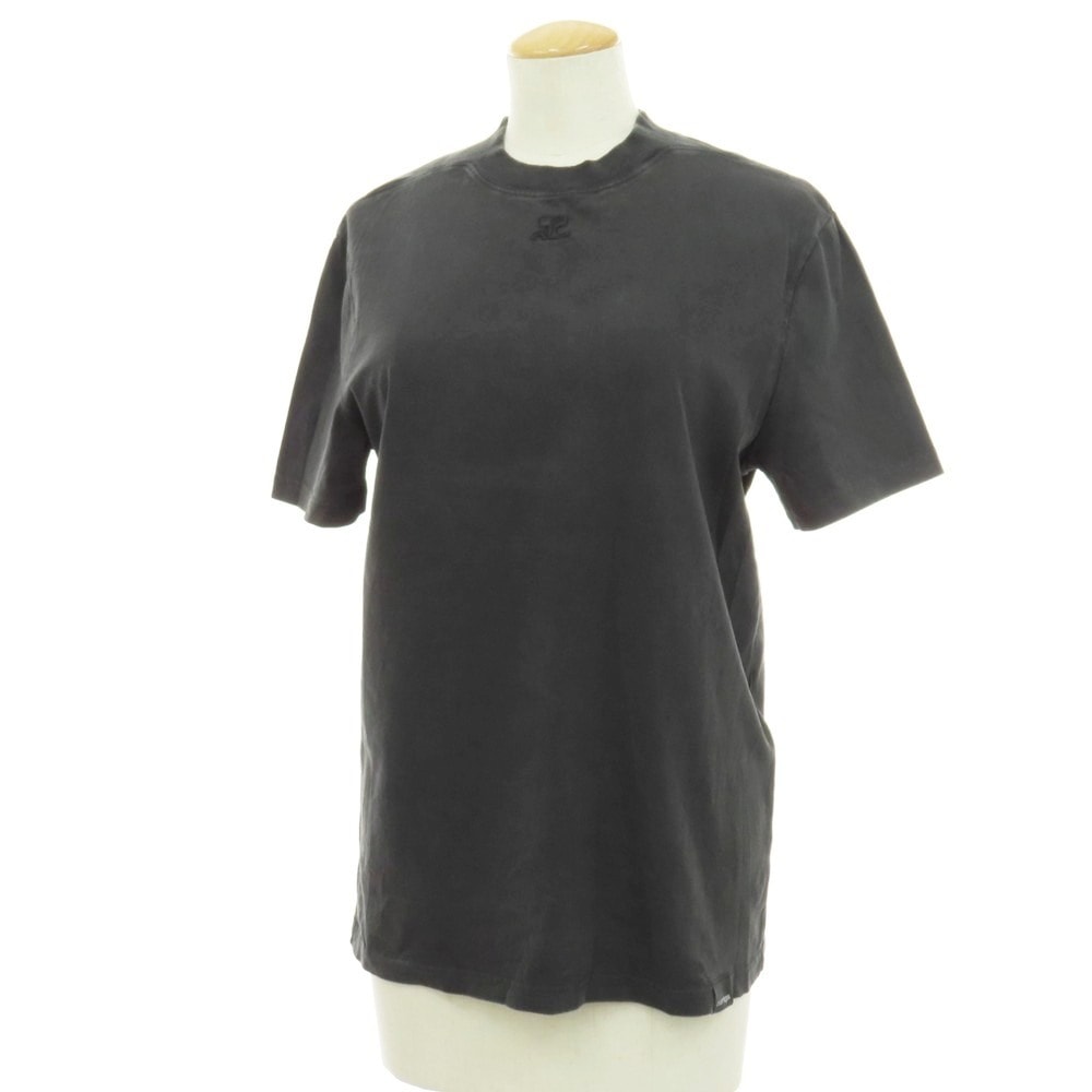 【中古】クレージュ courreges コットン 半袖Tシャツ ダークグレー【サイズXS】【レディース】