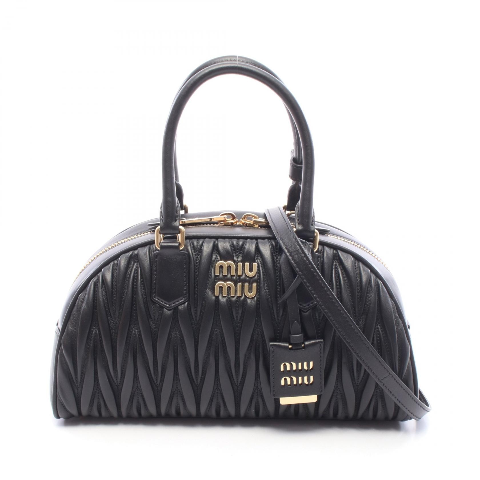 ミュウ ミュウ Miu Miu アルカディ 2WAY ハンドバッグ バッグ レザー レディース ブラック系 5BB197AN88F0002 【新品】