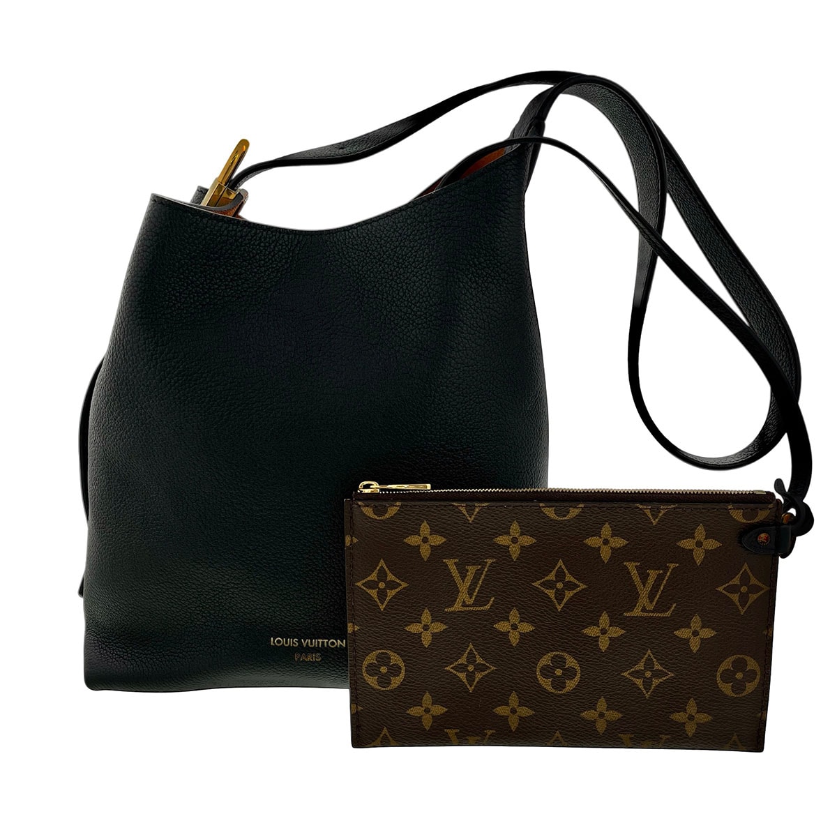 LOUIS VUITTON ルイ・ヴィトン ロウキー・ホーボーPM ショルダーバッグ M25352 レザー モノグラム ブラック ブラウン ゴールド金具  レディース【中古】