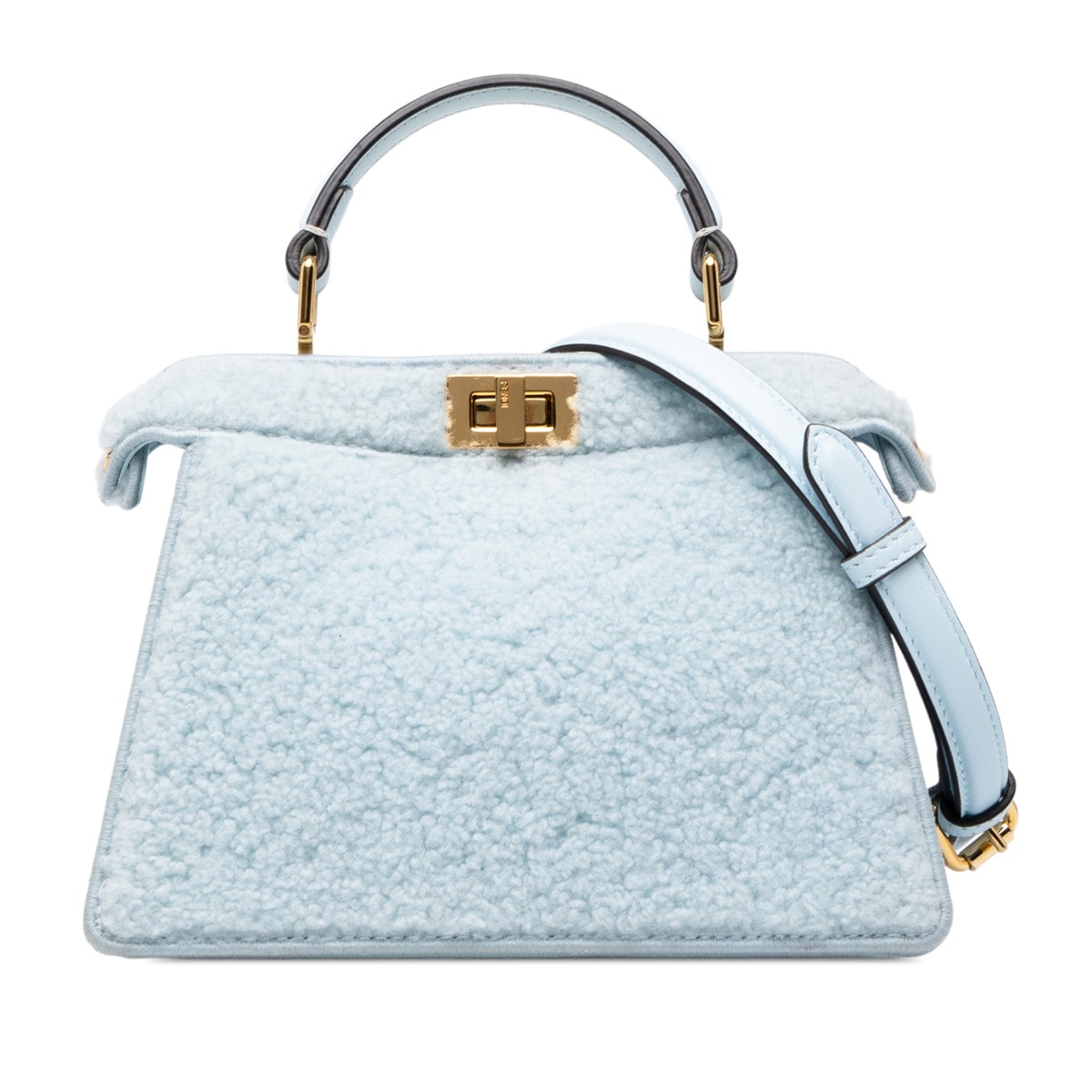 フェンディ ピーカブー ISeeU プチ ミニハンドバッグ ショルダーバッグ 2WAY 8BN335 ライトブルー ボア レザー レディース FENDI 中古