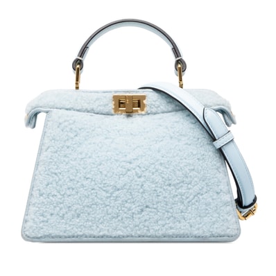 フェンディ ピーカブー ISeeU プチ ミニハンドバッグ ショルダーバッグ 2WAY 8BN335 ライトブルー ボア レザー レディース FENDI 中古