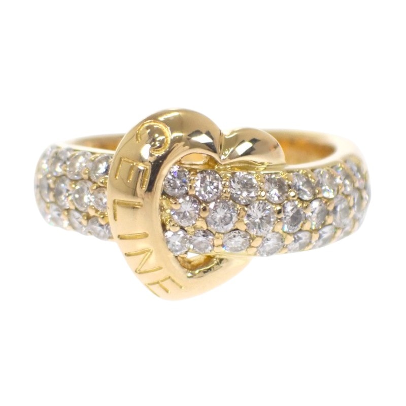 セリーヌ ハーフパヴェ 10号 リング K18YG ダイヤ【中古】【Aランク】