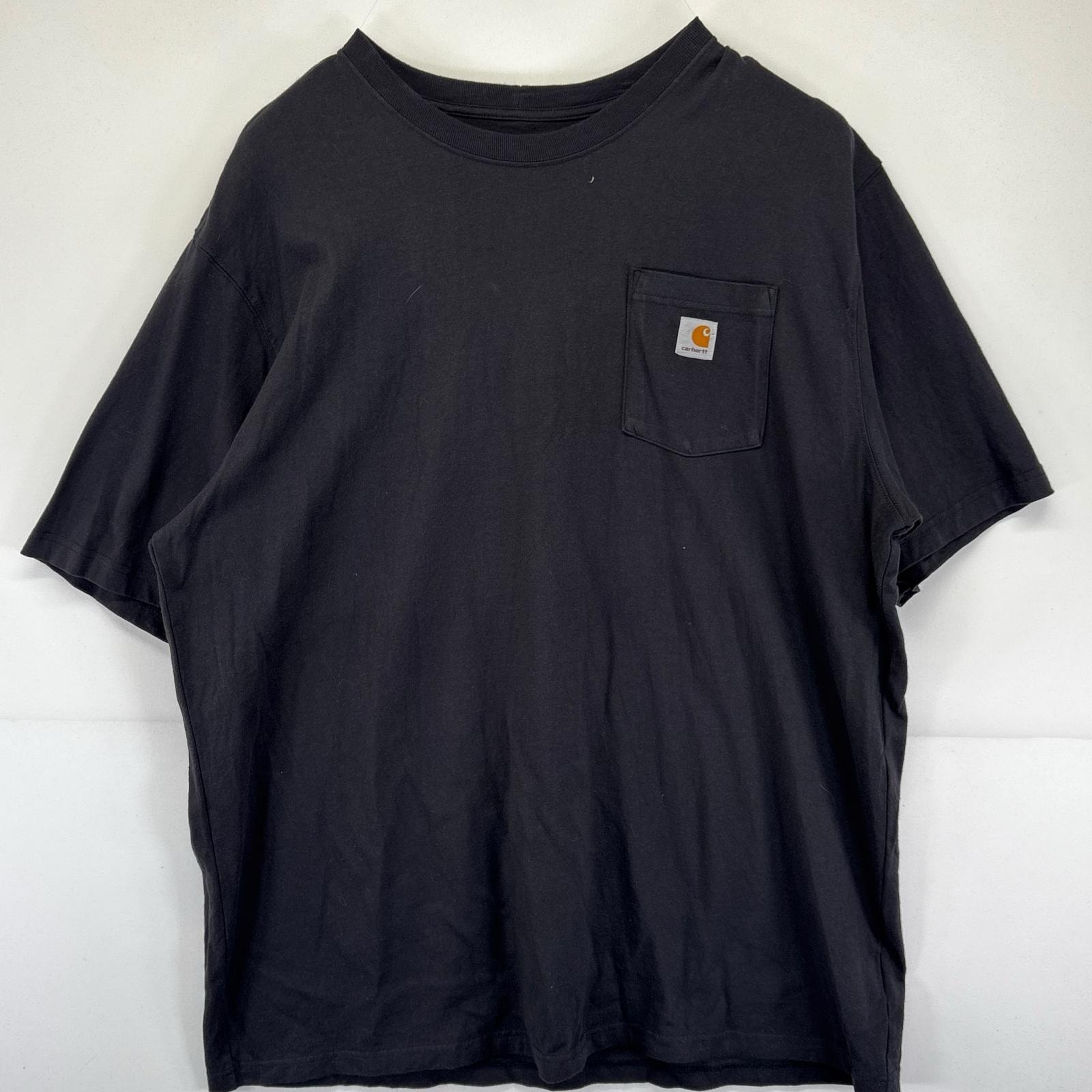 古着 カーハート Carhartt 半袖Tシャツ 大きいサイズ バックプリント クルーネック ワーク 2XL  ブラック メンズ