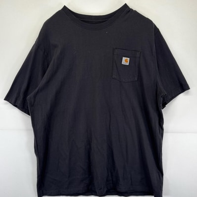 古着 カーハート Carhartt 半袖Tシャツ 大きいサイズ バックプリント クルーネック ワーク 2XL ブラック メンズ