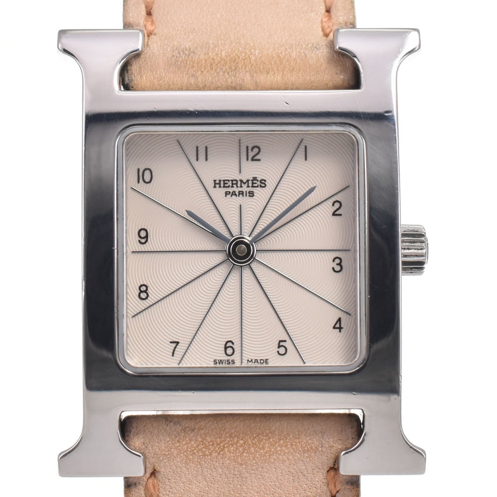 エルメス HERMES HH1.210 Hウォッチ アイボリー クォーツ レディース 良品 腕時計 G#147236