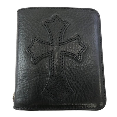 Chrome Hearts Dr. Digiacomo Cross Patch Leather Wallet "Black/Silver"