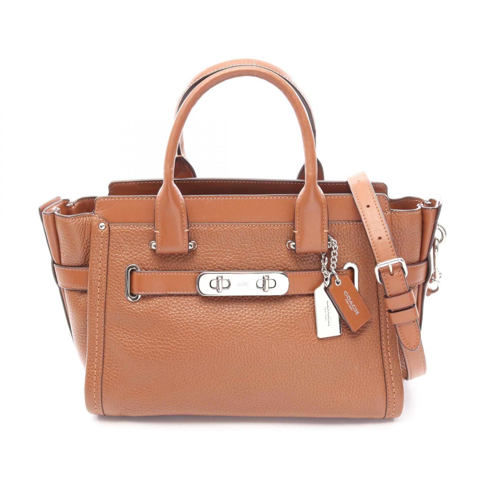 コーチ COACH スワッガー 27 2WAY ハンドバッグ バッグ レザー レディース ブラウン系 【中古】
