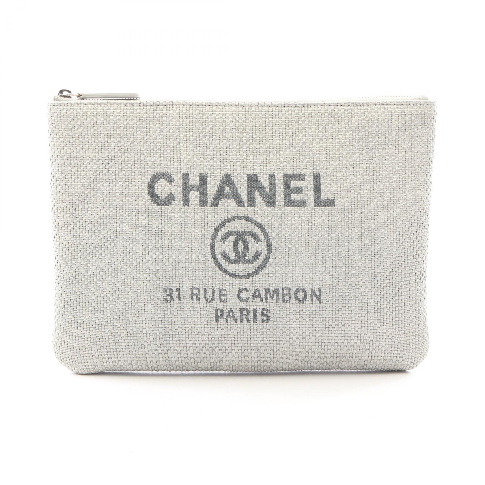 シャネル CHANEL ドーヴィル セカンドバッグ クラッチバッグ バッグ ストロー レディース グレー系 【中古】