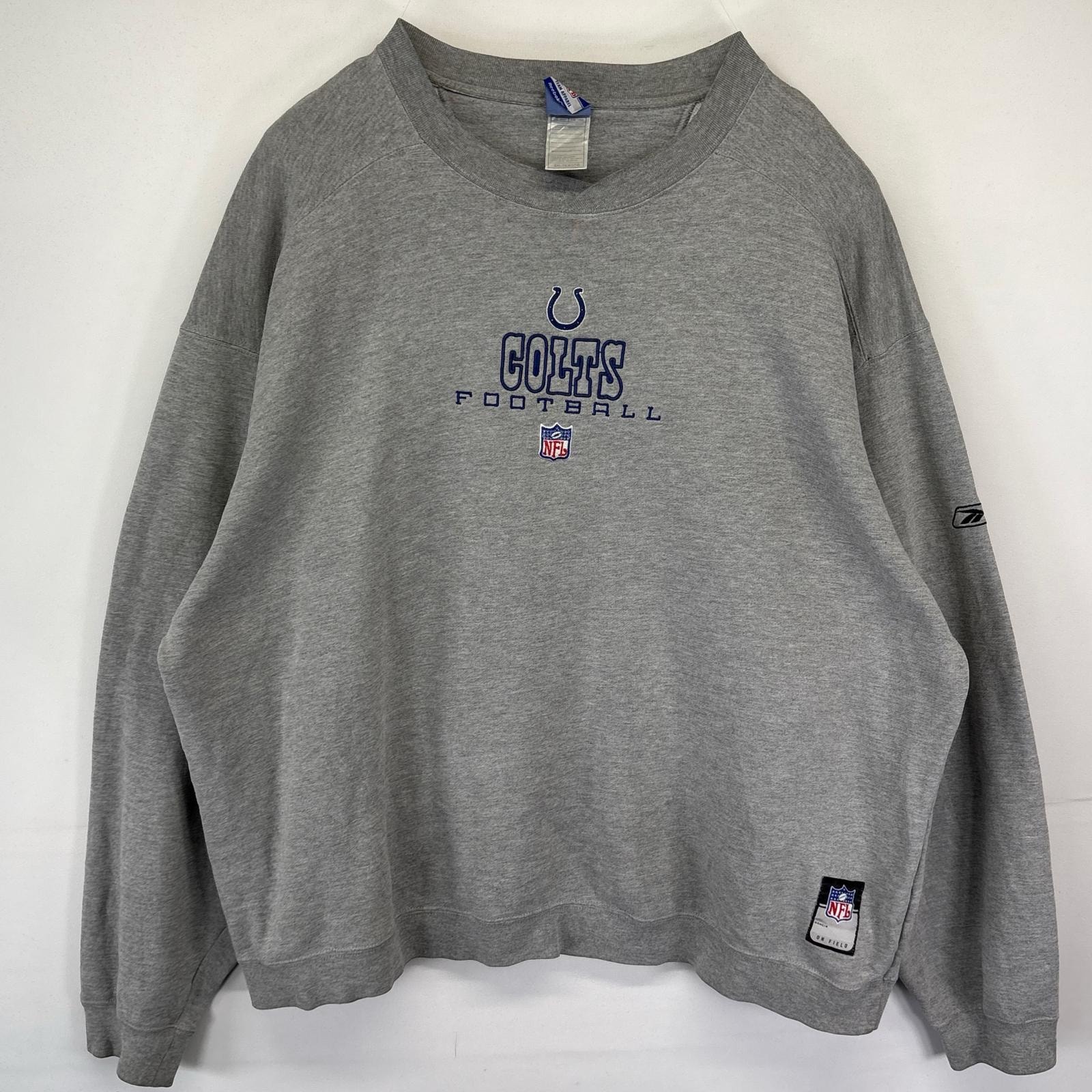 古着 リーボック Reebok スウェット トレーナー NFL 大きいサイズ コルツ プルオーバー 刺繍デザイン 2XL  グレー メンズ