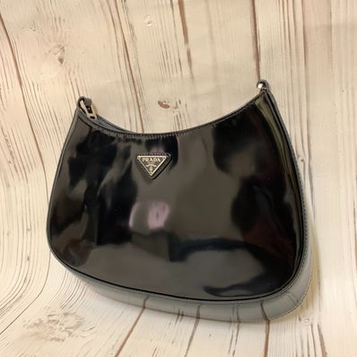 PRADA Cleo Brushed Leather Shoulder Bag "Black"