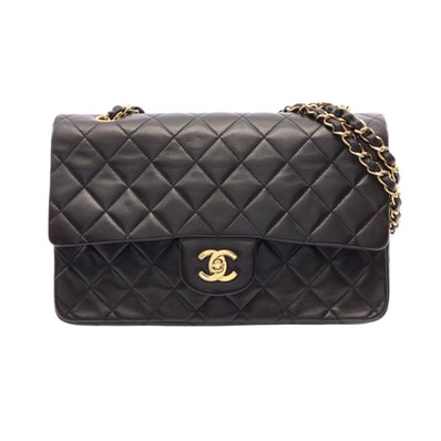 シャネル CHANEL マトラッセ Wフラップ ショルダーバッグ バッグ ラムスキン(羊革) レディース ブラック系 A01112 【中古】